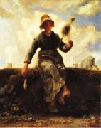 Jean Francois Millet The Spinner, Goat-Girl from the Auvergne oil painting reproduction